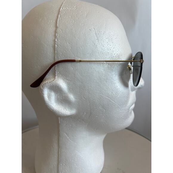 RAY BANS ROUND METAL FULL COLOR LEGEND POLISHED BLACK ON GOLD WITH CASE UNISEX - Picture 7 of 10